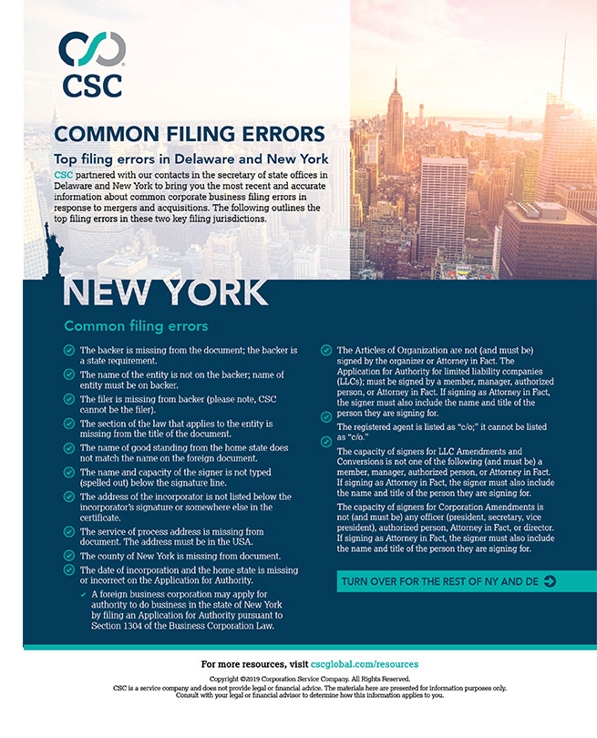 Common Filing Errors